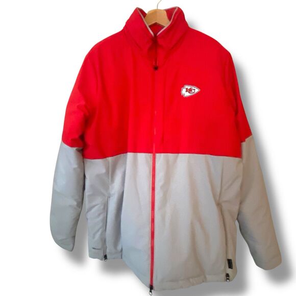 Nike NFL Kansas City Chiefs On Field Team Issued Jacket Coat Size Large Red Gray - Picture 1 of 12